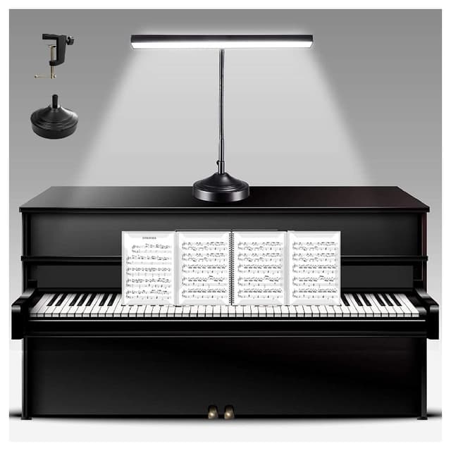 Lampe de piano LED base et pince – Éclairage pupitre réglable
